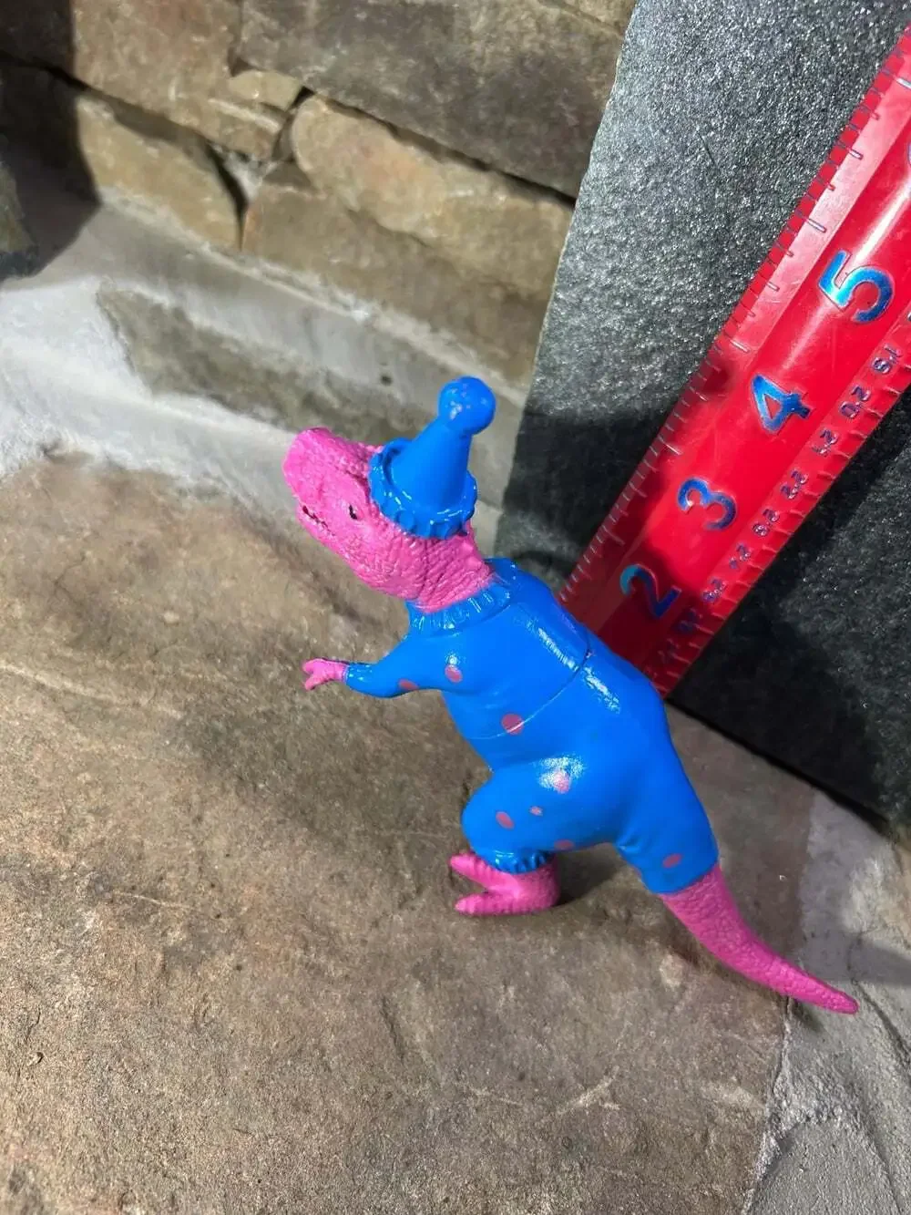 Pink and Blue Birthday T-Rex Cake Topper plastic
